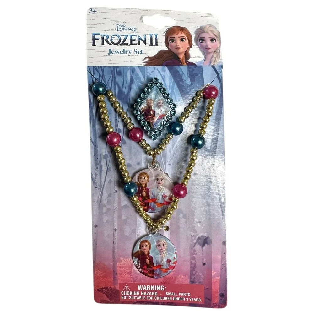 2 Sets Frozen II Jewelry Set, Each Includes Necklace Bracelet & Ring w/ Charms
